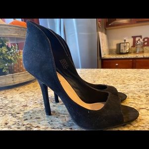 Black, open toe heels